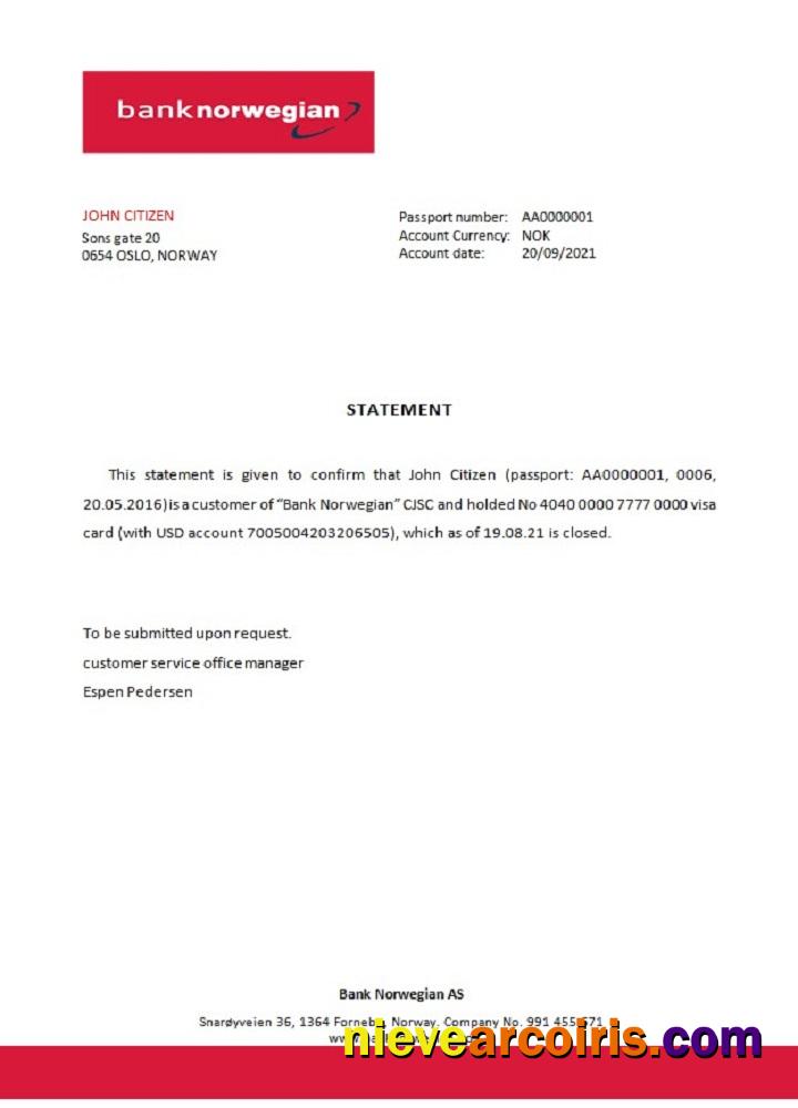 Norway Bank Norwegian closure reference